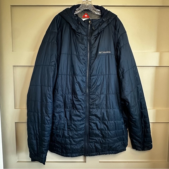 Columbia Men's Insulated Omni Heat Hooded Puffer Jacket Coat Blue 4X Tall - Picture 1 of 15